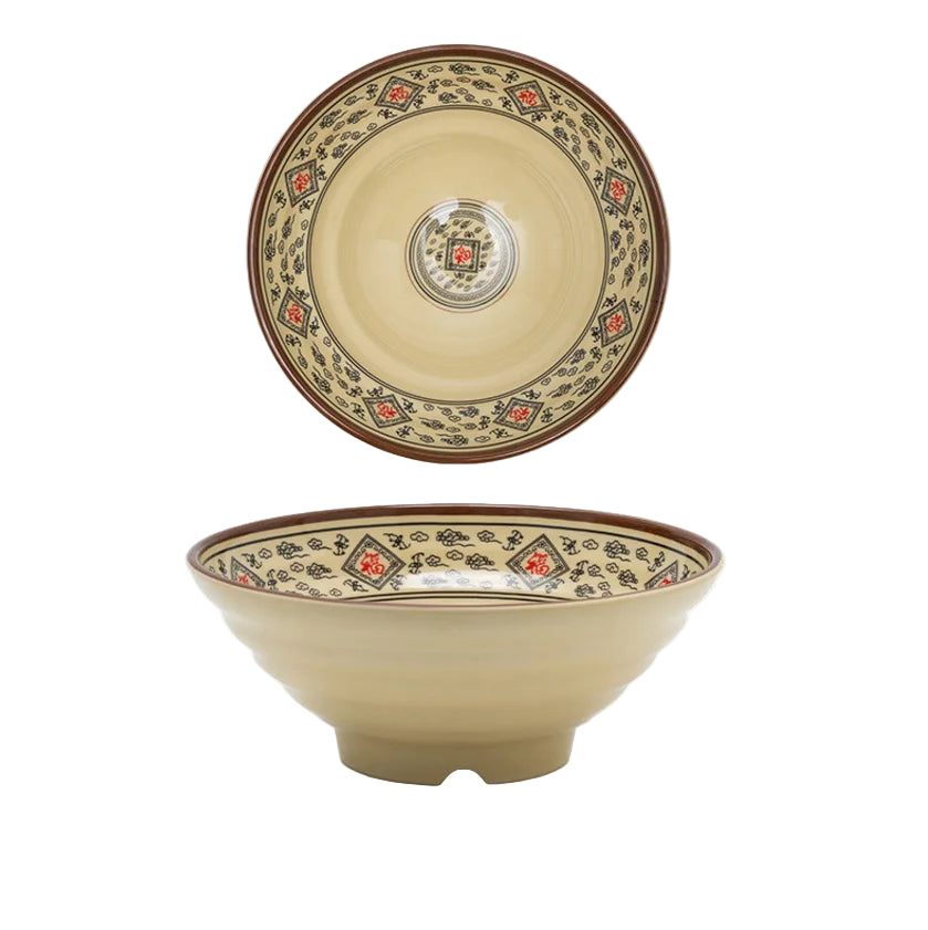 Hand-Painted Noodle Bowls – Large, Medium, Small Ramen, Pho & Soup Bowl Set in Brown, Blue, Green, Yellow