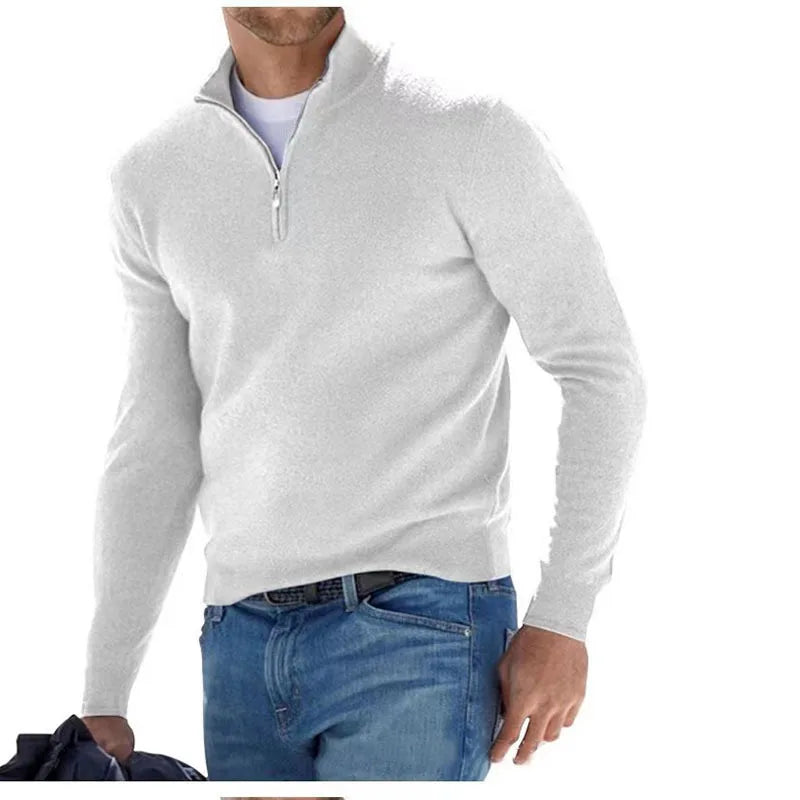 Men's Quarter-Zip Pullover Sweater, Casual Knit Long Sleeve