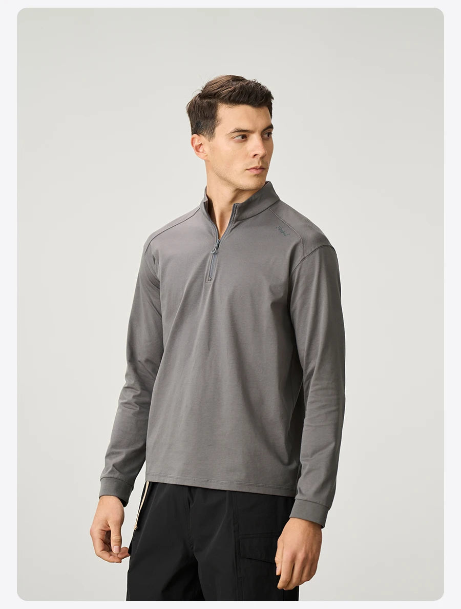 Men’s Quarter Zip Pullover – Lightweight Long Sleeve Funnel Neck Top for Casual Everyday Wear