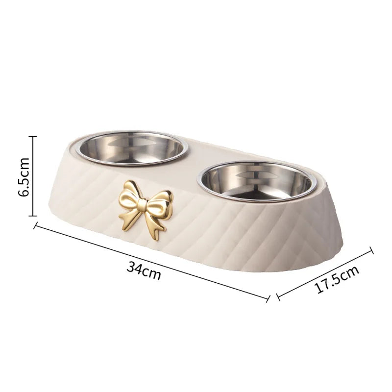 Double Pet Bowl with Stainless Steel Inserts