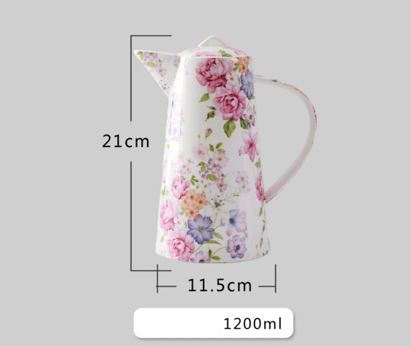 Rosemere Countryside Floral Teapot and Jug – Ceramic Water Pitcher with Lid Vintage Style Tea Coffee Serving Jug Tableware
