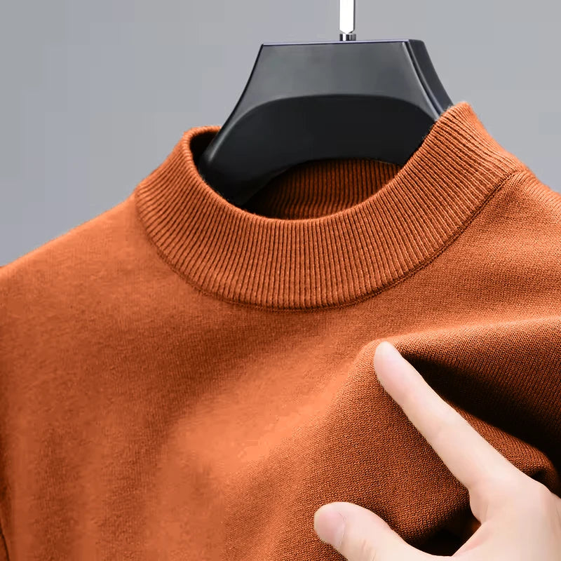 Men’s Mock Neck Knit Jumper – Long Sleeve Layering Pullover