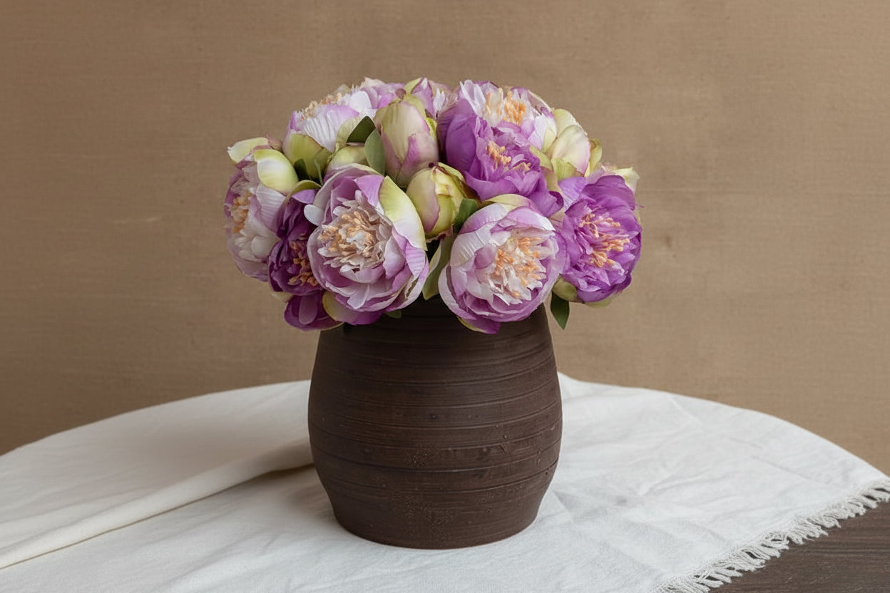 Peony Bloom Bundle – Silk Faux Peony Flower Bouquet for Vase Arrangements, Wedding Flowers and Home Décor