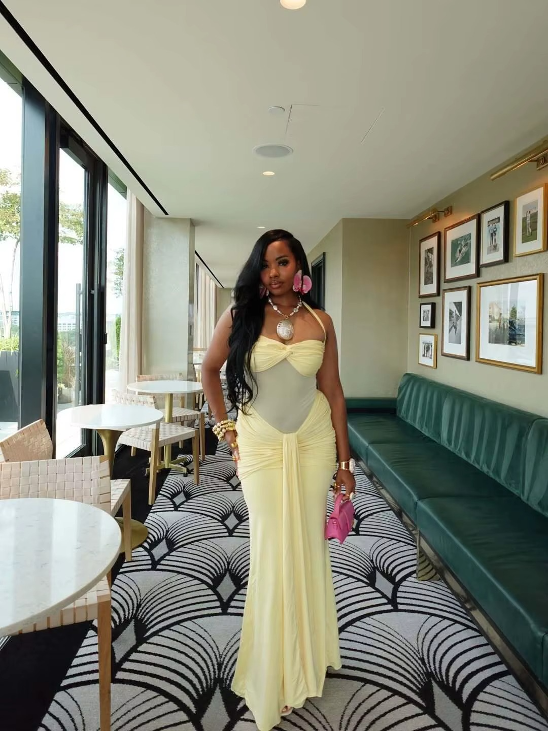 Syrene Halter Ruched Bodycon Maxi Dress – Sculpting Evening Gown for Weddings, Events & Parties