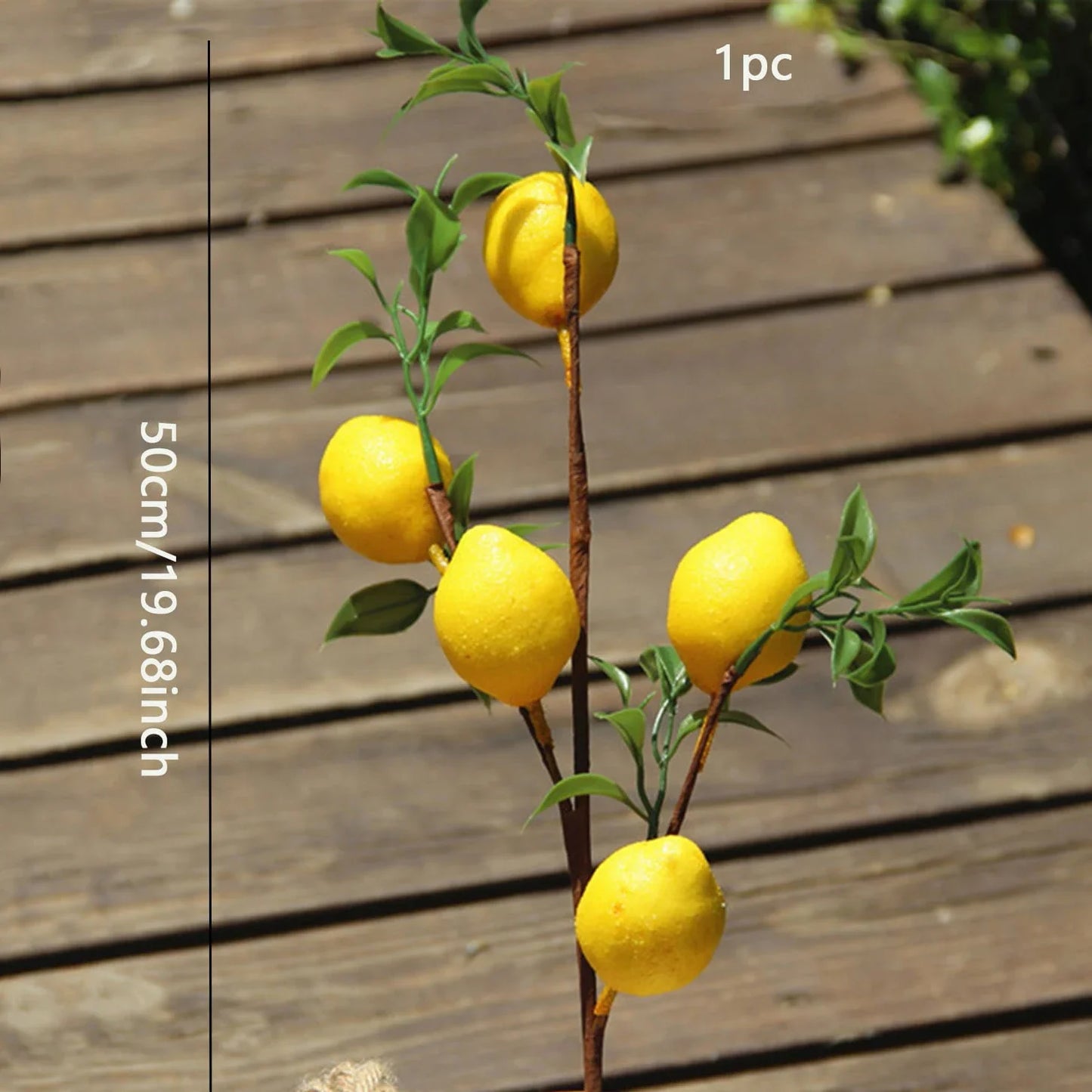 Citrus Grove Lemon Stem – Decorative Lemon Branch with Green Leaves for Vase Arrangements and Kitchen Styling