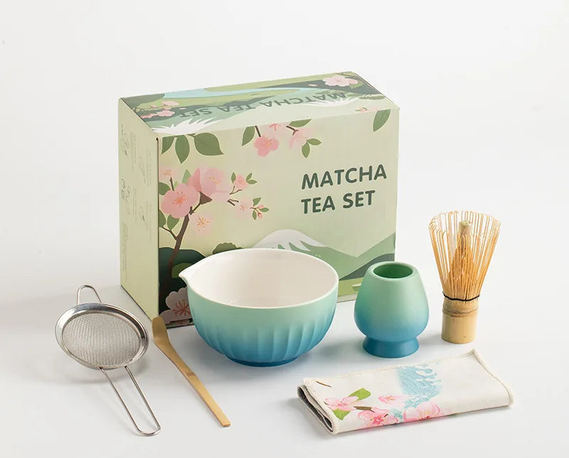 Zen Matcha Gift Set – 6-Piece Japanese Matcha Tea Making Kit with Ceramic Bowl, Whisk, Scoop & Sifter