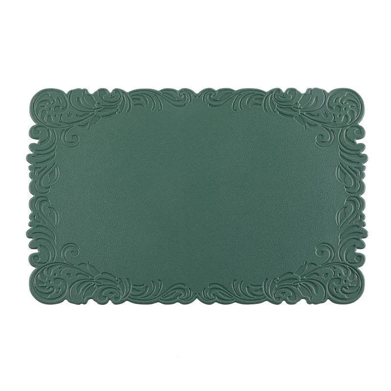Verra Faux Leather Table Mats – Decorative Edge Non Slip Washable Dining Table Mats Set