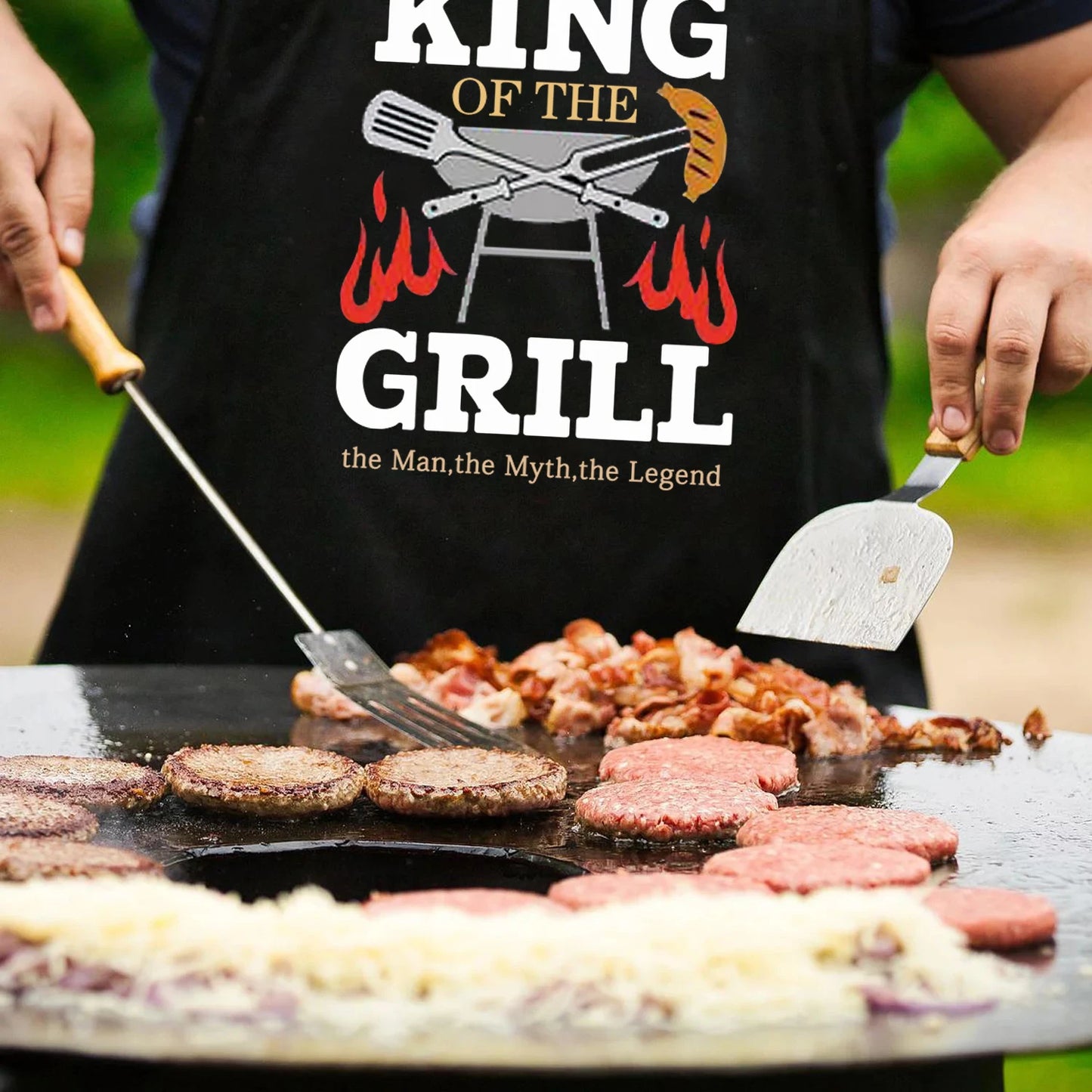 Funny BBQ Cooking Apron – Adjustable Chef Apron for Men with Grill Master Designs, Kitchen & BBQ Gift for Father’s Day, Birthdays