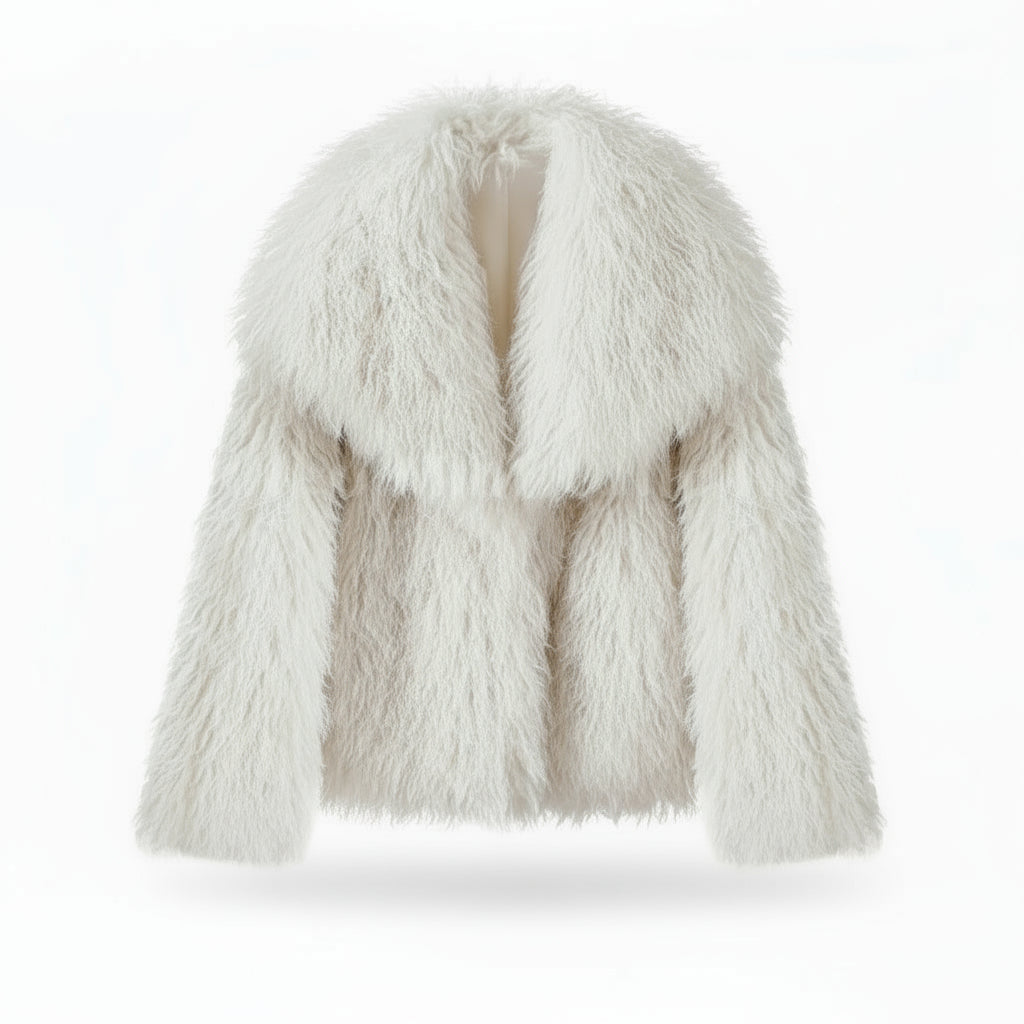 Elarra Faux Fur Shaggy Jacket – Women’s Oversized Mongolian Style Coat for Autumn Winter Outfits
