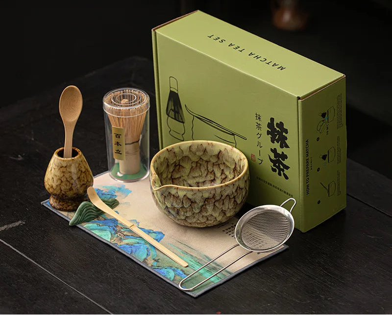 Kiyora 8 Piece Japanese Matcha Tea Set – Traditional Matcha Gift Set with Bowl, Bamboo Whisk and Accessories