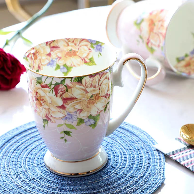 English Garden Ceramic Tea Set Collection – Afternoon Tea Cups, Saucers, Mugs & Teapots with Floral Design