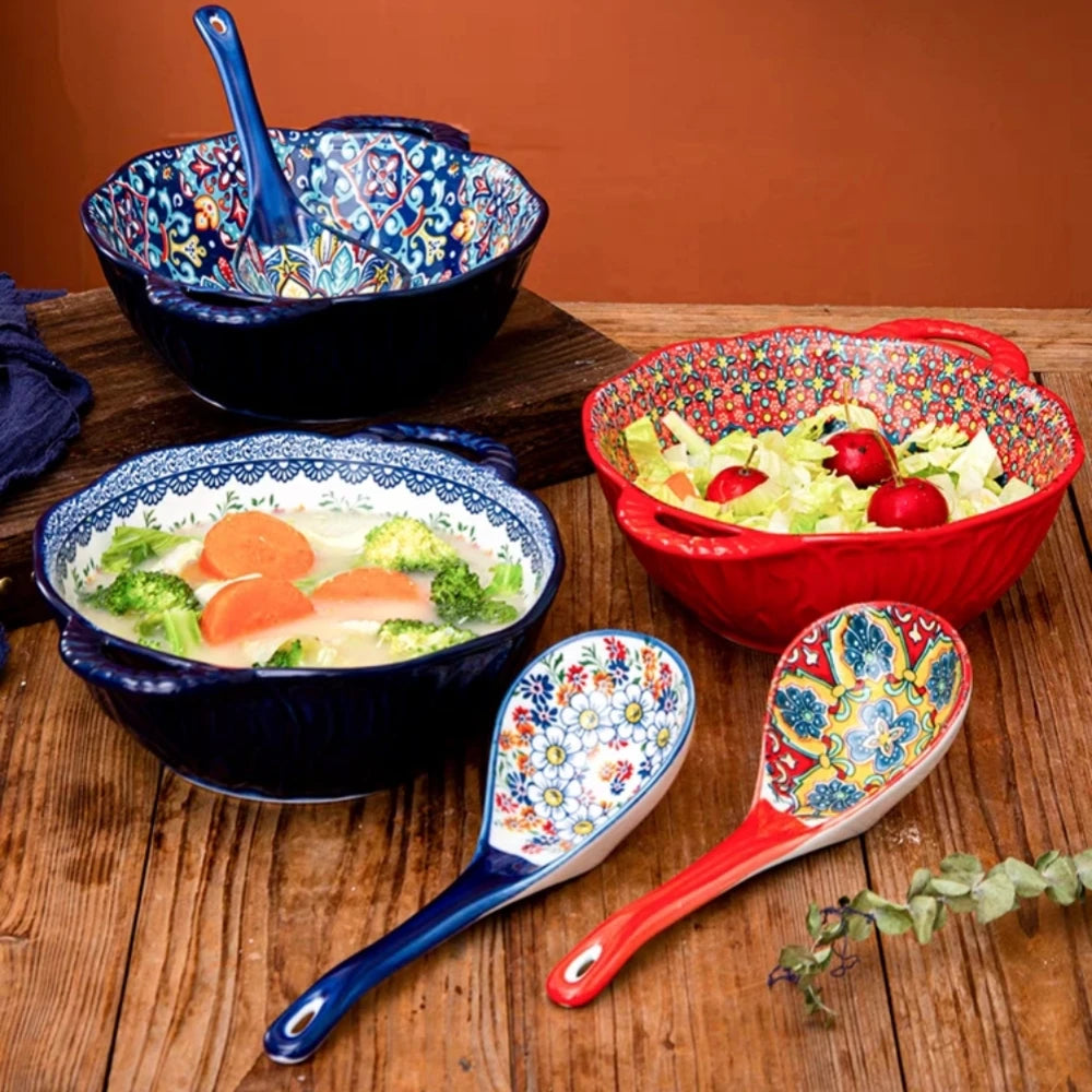 Narelle Bohemian Ceramic Serving Dish & Oven Plate – Patterned Bakeware for Roasting, Baking and Table Serving