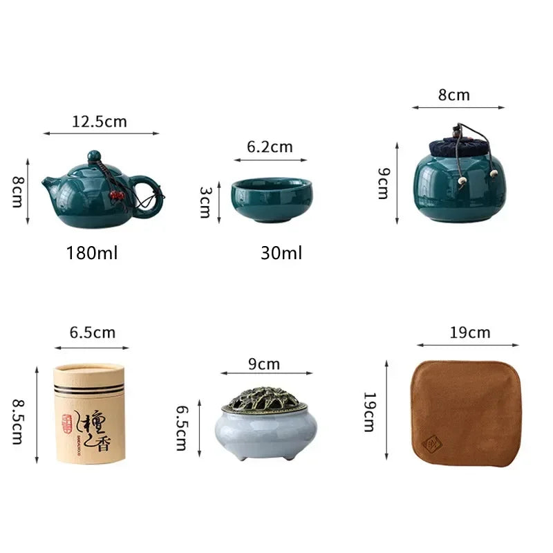 Ceramic Tea Set Gift Box with Teapot & Cups – Portable Travel Tea Brewing Kit