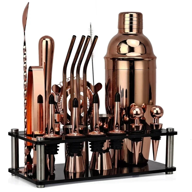 Cocktail Shaker 20-Piece Mixology Set with Display Stand – Stainless Steel Home Bar Accessories Kit
