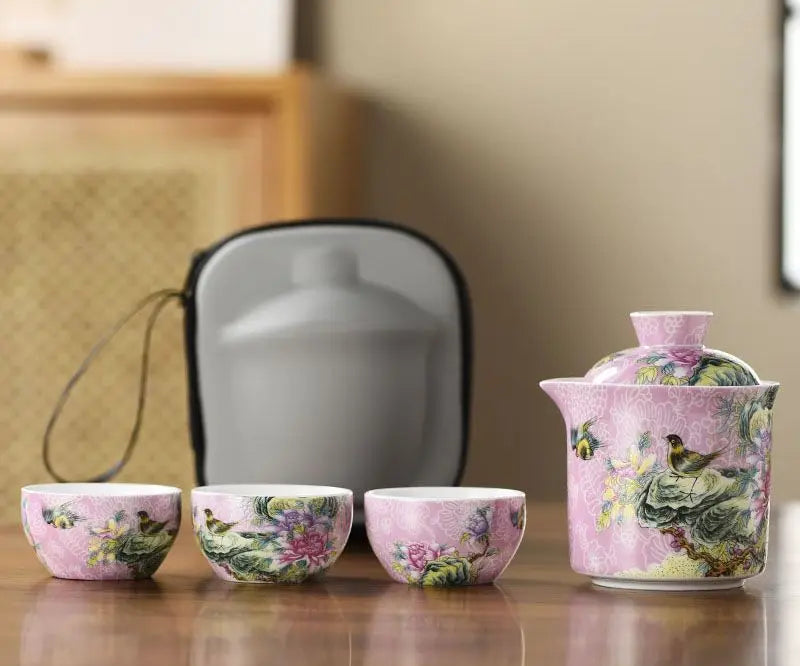 Kiyo Portable Travel Tea Set with Carry Case – Tea Set for Camping & Tea Ceremony