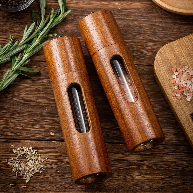 Ardena Wooden Salt & Pepper Grinder Set – Manual Adjustable Spice Mills