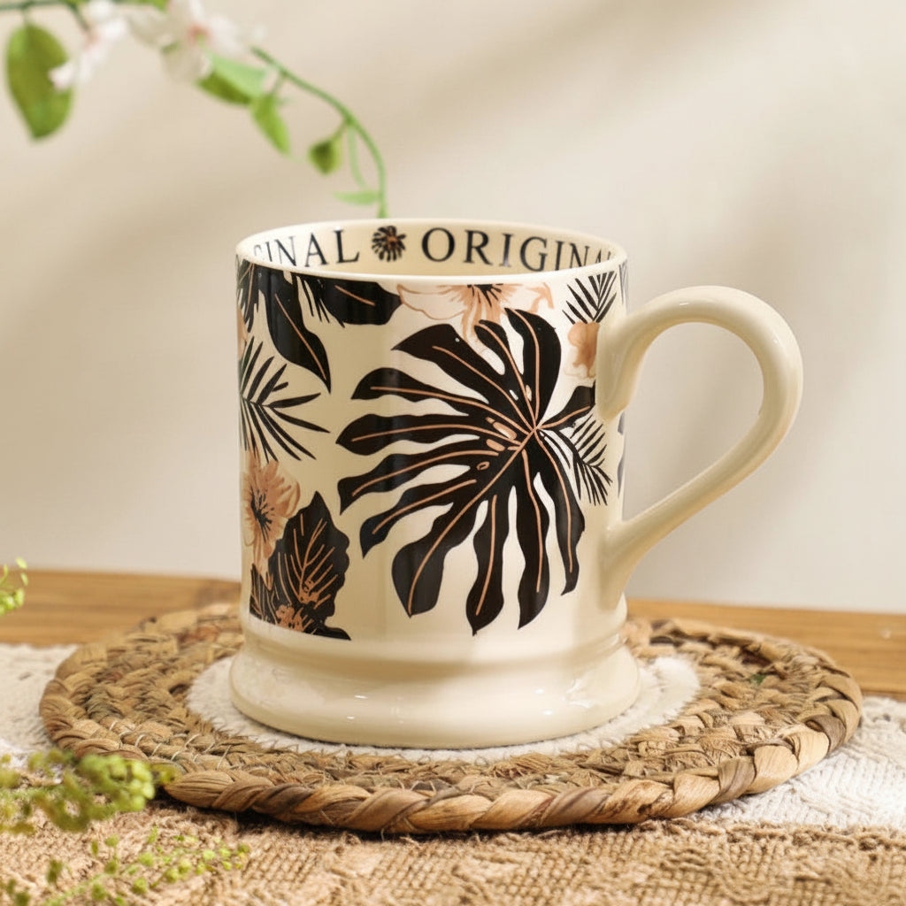 Blossom Pattern Coffee and Tea Mug – Ceramic Floral Cup 380ml Decorative Drinkware