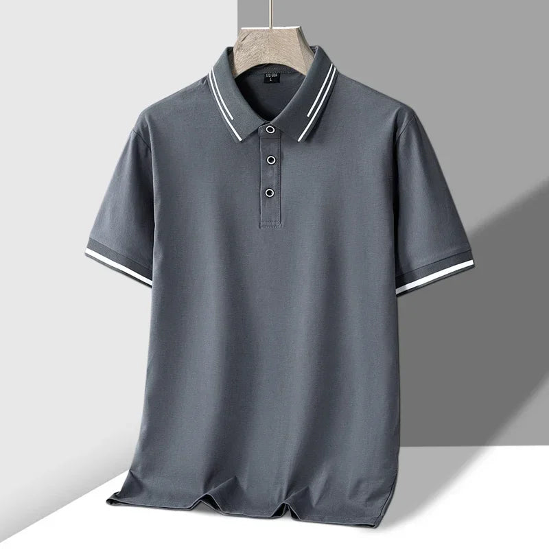 Men’s Short Sleeve Polo Shirt with Collar – Casual Cotton T-Shirt for Summer in White, Black, Grey or Green – Smart Fit Top