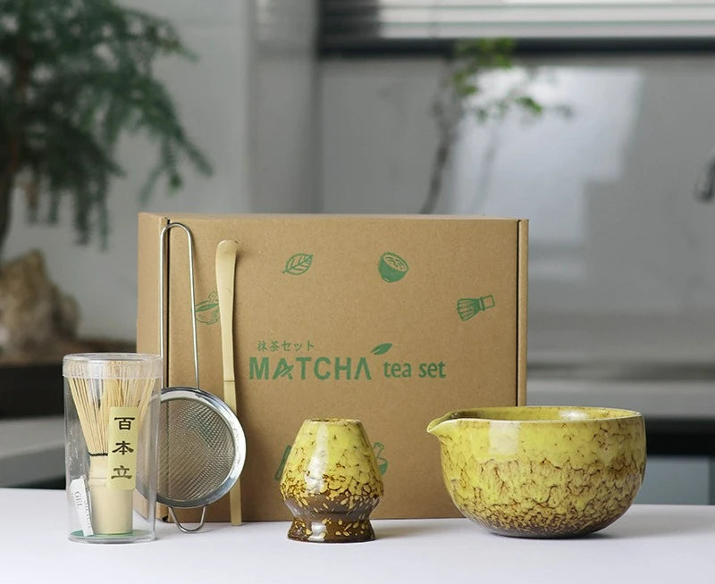Sahori Japanese-Style Matcha Tea Set – 2, 5 or 7 Piece Matcha Bowl and Bamboo Whisk Set