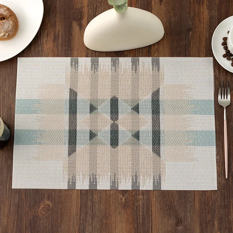 Modern Stripe Woven Placemats – 2/4/6 Piece Set Heat Resistant Table Mats for Dining Table Setting