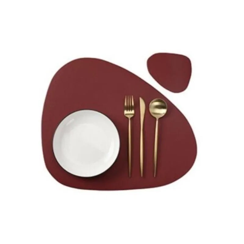 Forma Faux Leather Placemats and Coasters Set – Non Slip Heat Resistant Table Mats Dining Table Place Settings 1 Piece 4 Piece or 6 Piece Sets