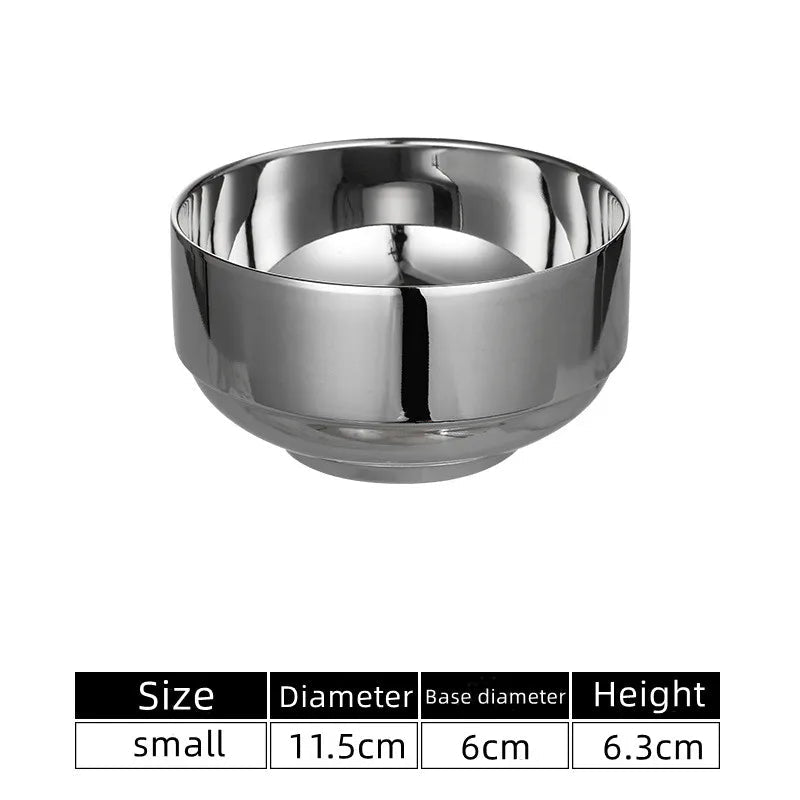Stainless Steel Double Wall Rice Bowl – Heat Resistant Soup, Ramen & Salad Bowl for Kitchen Dining