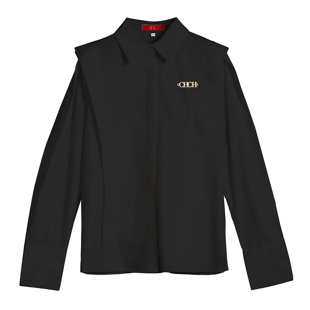 Solène Tailored Blouse in White or Black – Long Sleeve Button-Up Shirt for Women