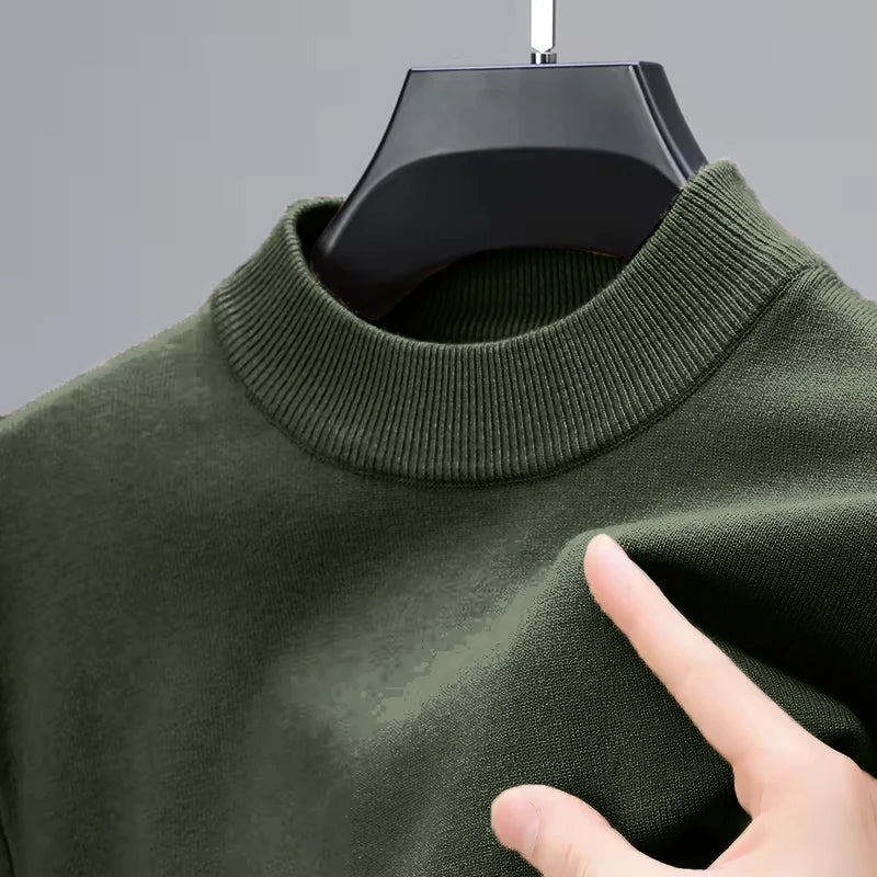 Men’s Mock Neck Knit Jumper – Long Sleeve Layering Pullover