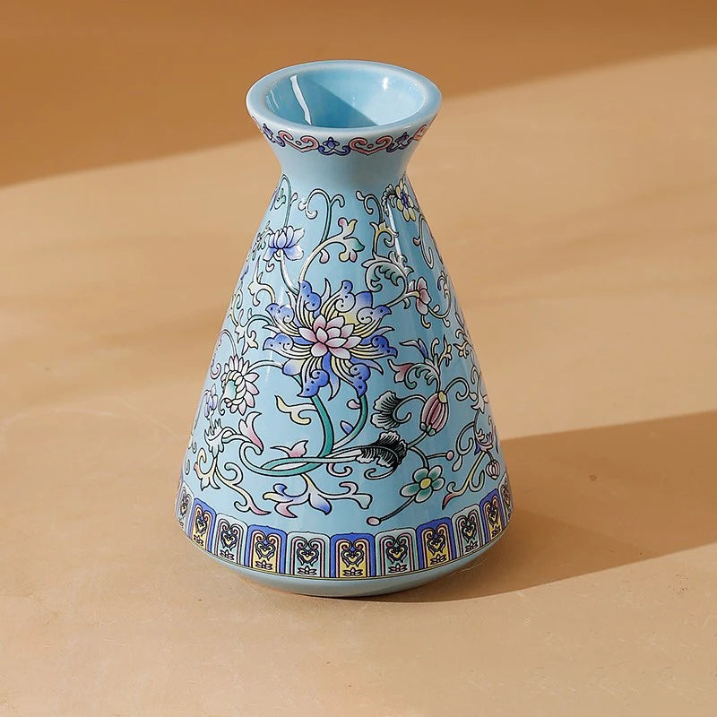 Seravelle Floral Ceramic Vase – Decorative Flower Vase for Living Room, Table Centrepiece & Home Décor (Red, Blue, Light Blue , Ivory & Yellow)