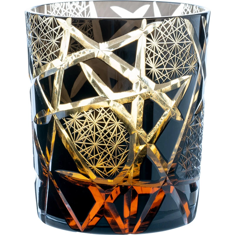Edo Kiriko-Inspired Hand-Cut Whisky Tumbler – Japanese Crystal Glass Old Fashioned Cup 250ml Luxury Barware Gift