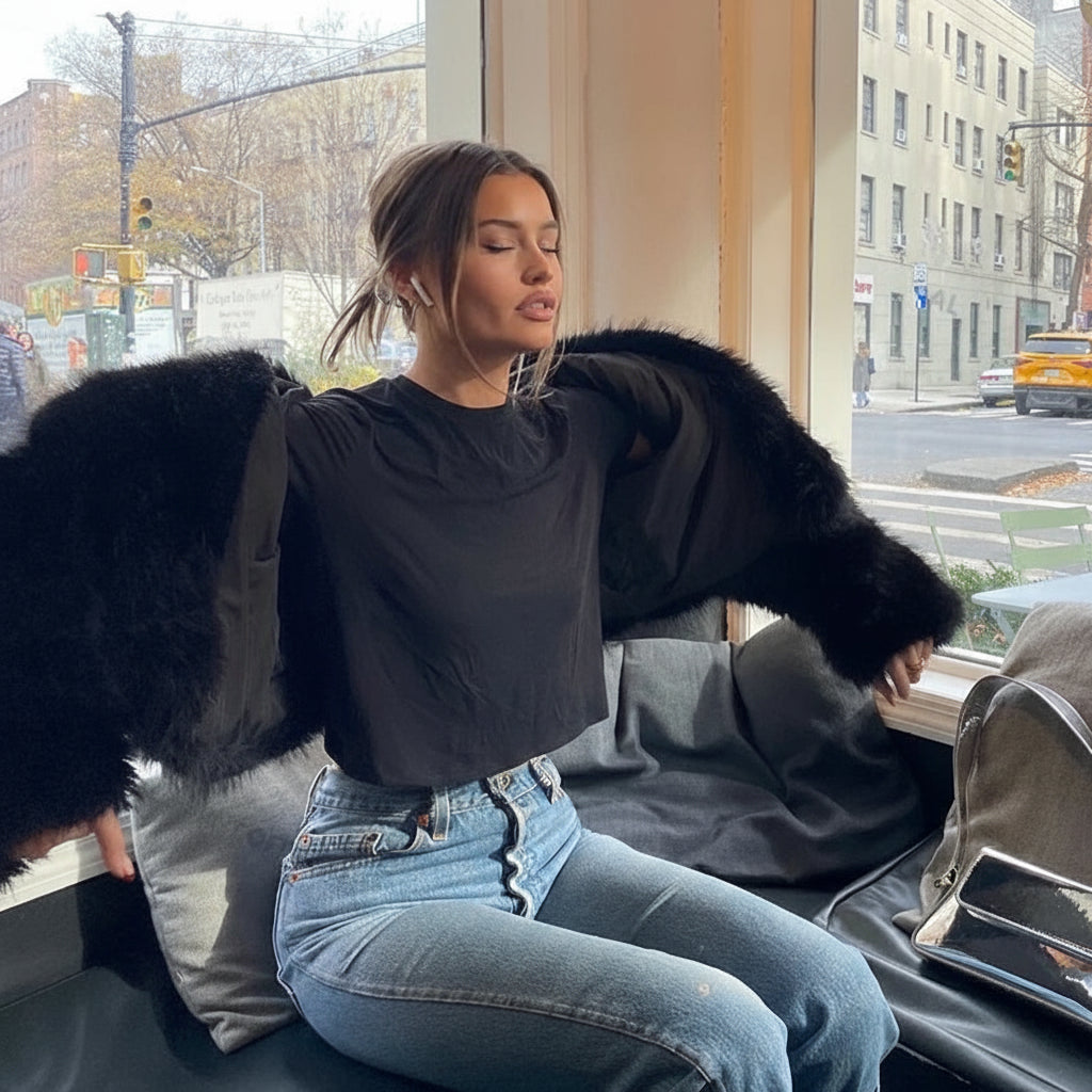 Olyssa Plush Faux Fur Cropped Jacket – Short Luxe Winter Coat for Women