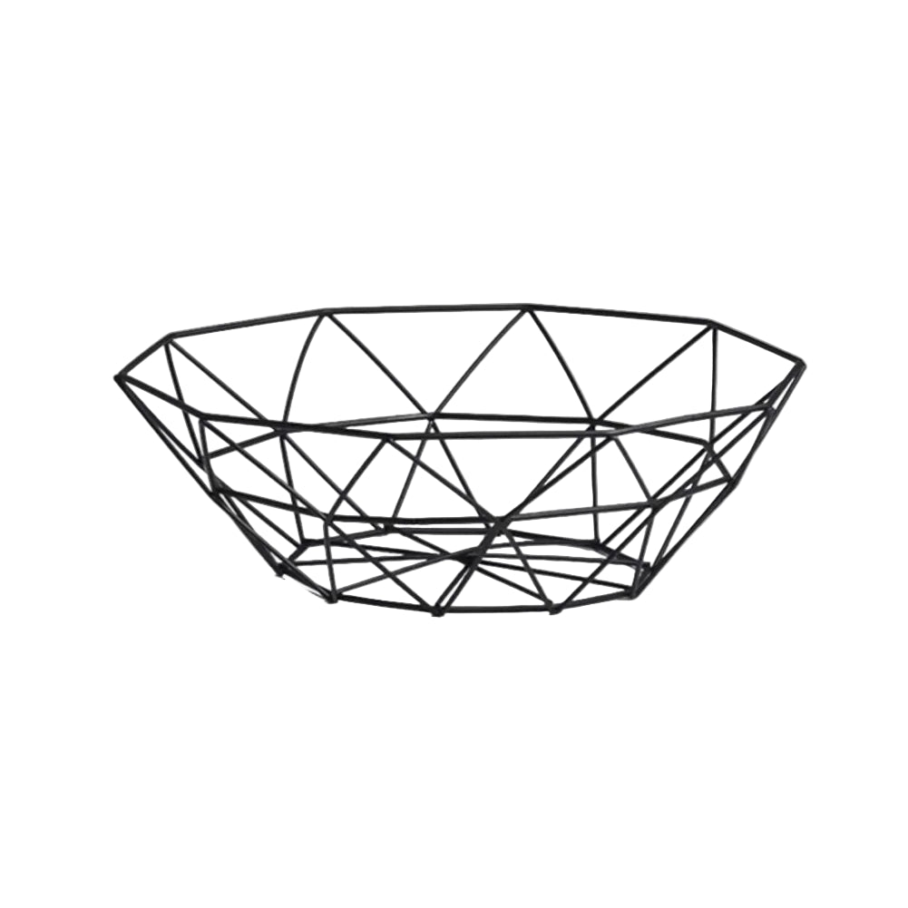 Black & Gold Metal Wire Fruit Basket – Modern Countertop Bowl for Kitchen & Dining Table