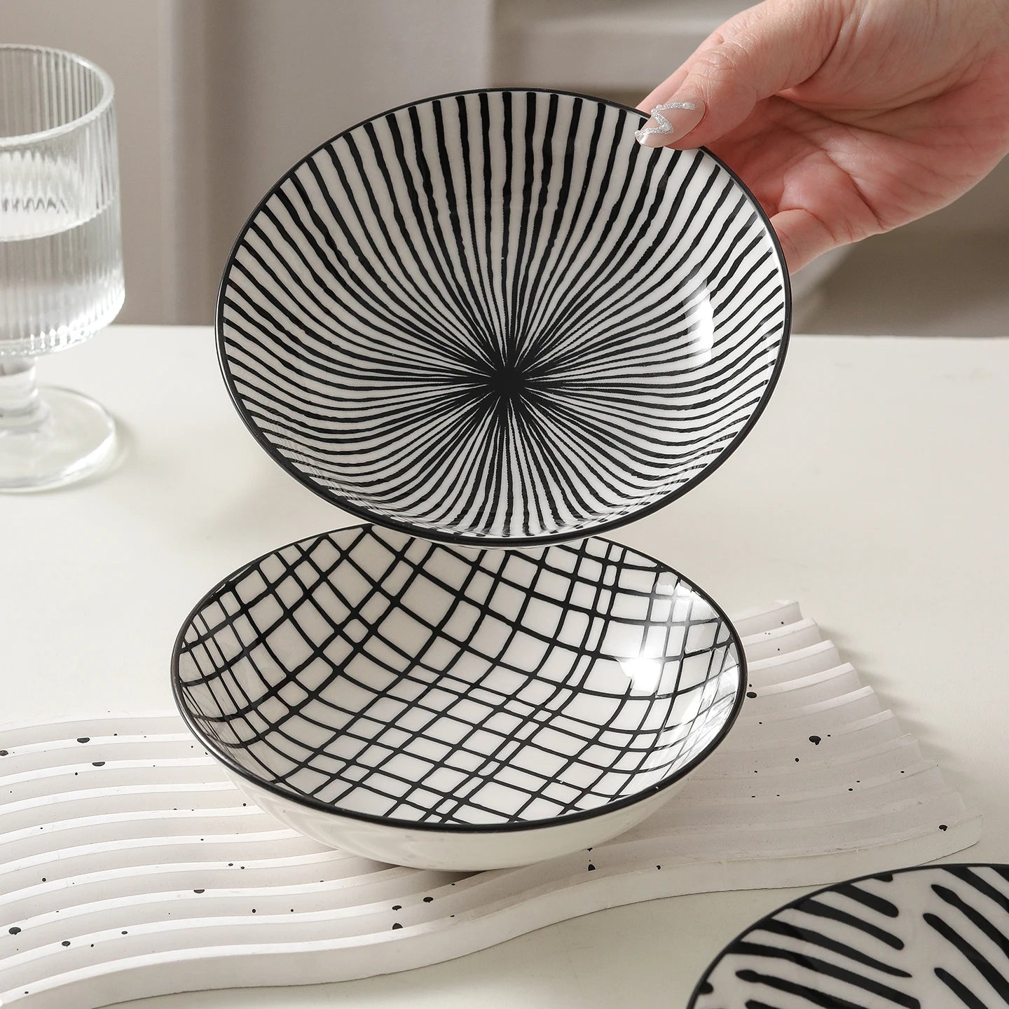 Monograph Ceramic Dipping Dish Set – Set of 6 Appetiser, Sushi & Sauce Plates