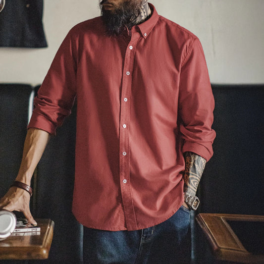 Redford Men’s Long Sleeve Oxford Shirt – 100% Cotton Brushed Casual Button Down Shirt