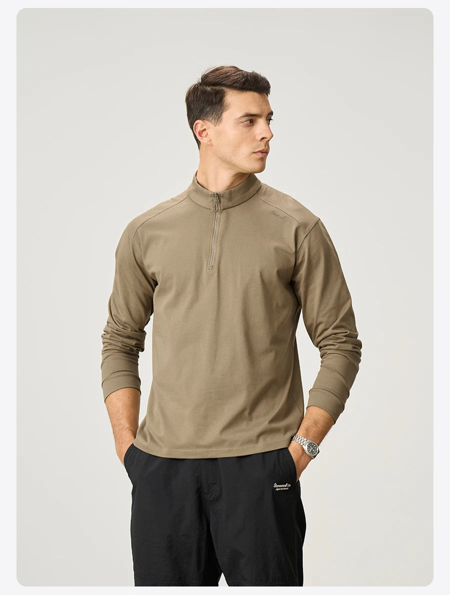 Men’s Quarter Zip Pullover – Lightweight Long Sleeve Funnel Neck Top for Casual Everyday Wear