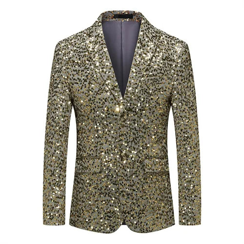 Rivaro Men’s Sequin Event Jacket – Single-Breasted Shawl Lapel Evening Blazer for Parties & Occasions