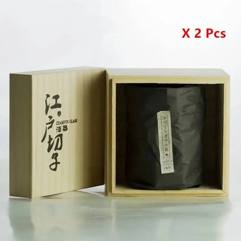 Kōzan Japanese Style Handmade Crystal Whisky Glass with Wooden Gift Box