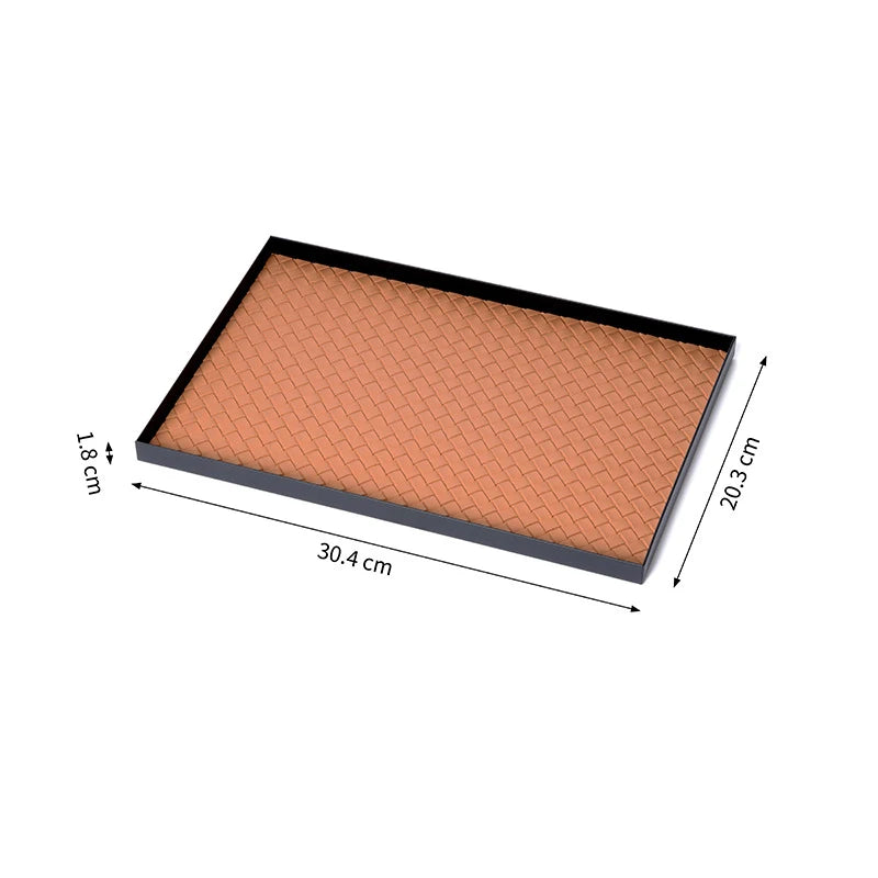 Luxury Leather Storage Tray – Elegant Organiser for Entryway, Desk & Dressing Table in Orange, Black & Cream