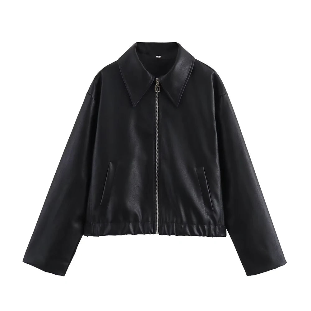 Stylish Faux Leather Jacket for Women