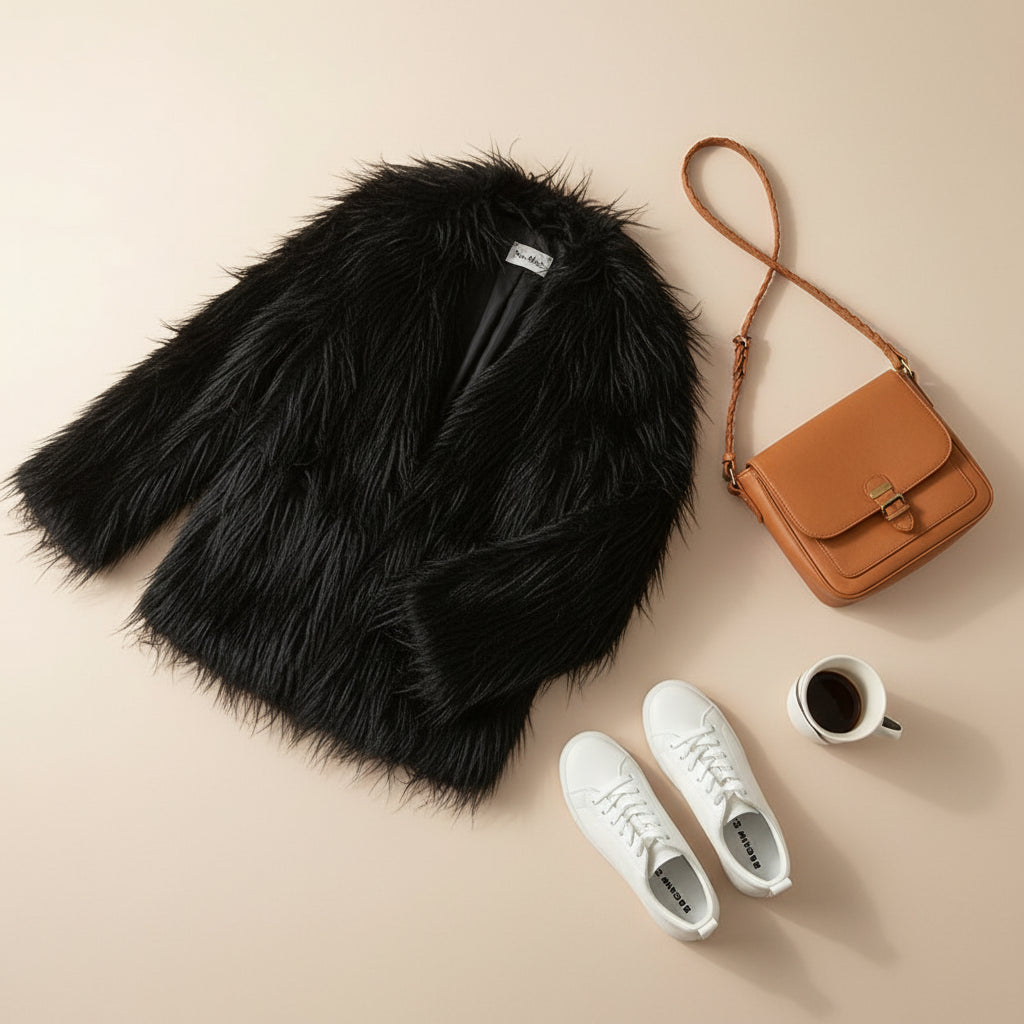 Nevalyn Shaggy Faux Fur Plush Mongolian Jacket – Women’s Luxury Winter Coat for Daywear and Evening Styling