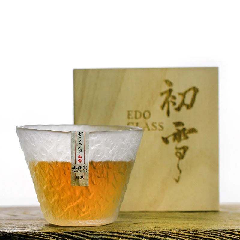 Yuki Japanese Style Handmade Crystal Whisky Glass with Wooden Gift Box