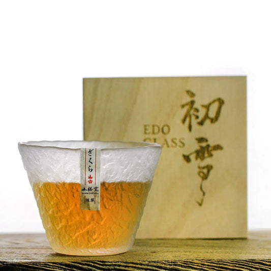 Yuki Japanese Style Handmade Crystal Whisky Glass with Wooden Gift Box
