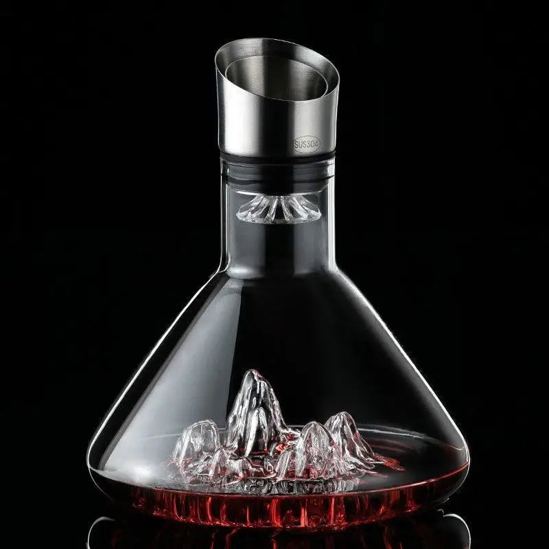 Crystal Wine Decanter with Aerator & Pourer – Elegant Glass Carafe for Red & White Wine