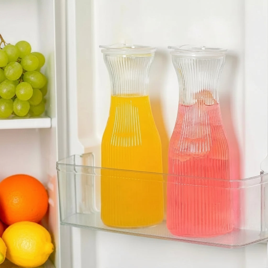 Ribbed Glass Carafe – 1L Drink Bottle