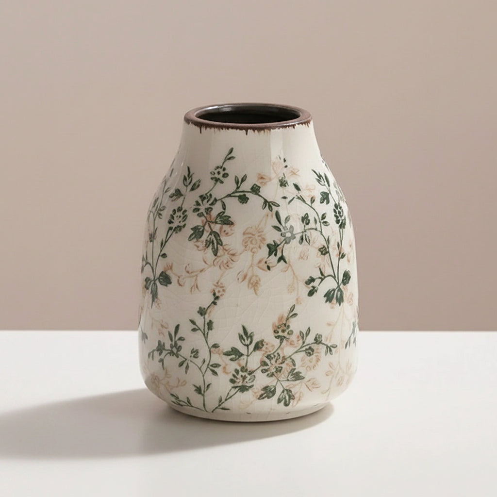 Floral Ceramic Vase – Decorative Flower Vases for Living Room, Dining Table & Home Décor Modern Minimalist Vase Set
