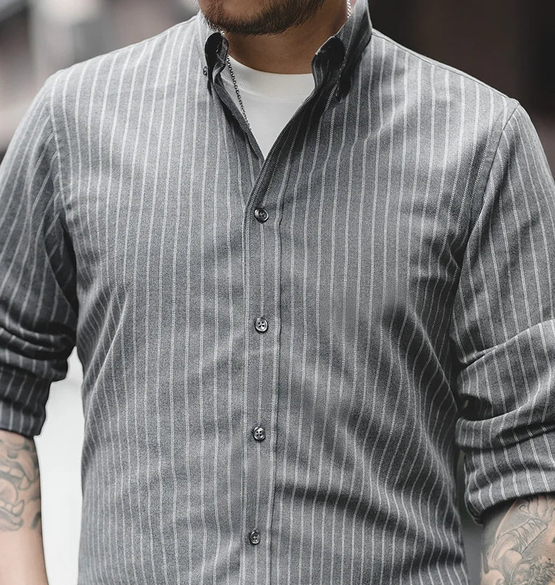 Hawthorne Men’s Vertical Stripe Shirt – Long Sleeve Button Down Business Casual Smart Shirt