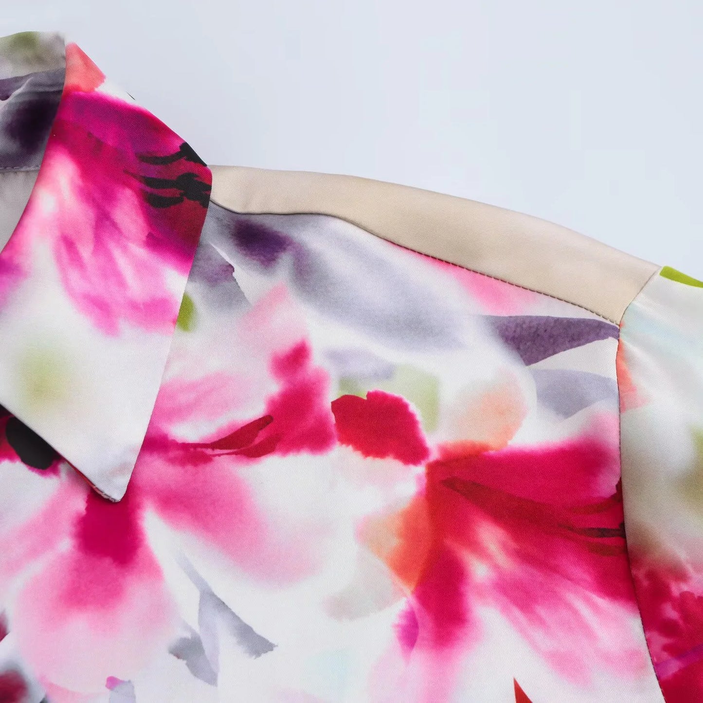 Fiorella Elegant Floral Satin Blouse – Timeless Button-Up Long-Sleeve Blouse