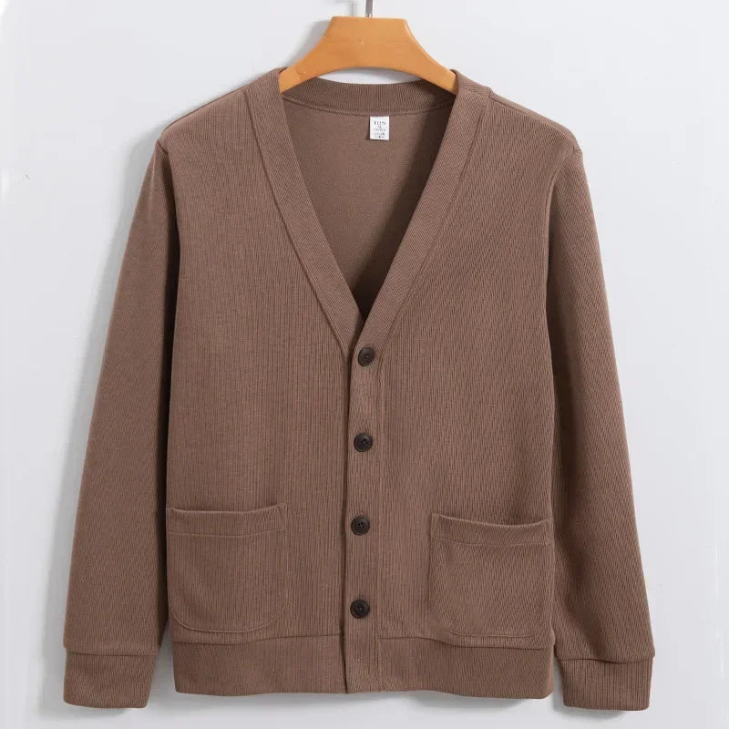 Men’s Button-Up Knit Cardigan – Long Sleeve Lightweight Casual Layer with Pockets