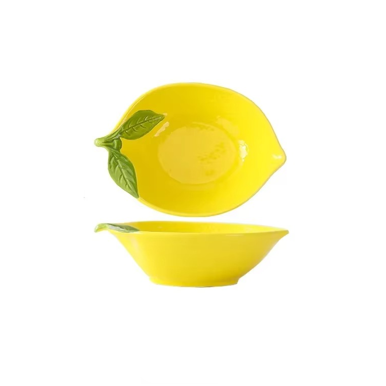 Limoné Ceramic Lemon Serving Dish – Decorative Fruit Plate, Snack Bowl and Dessert Serving Tableware
