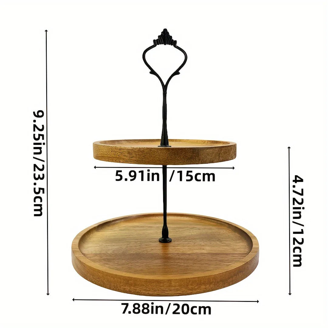 Acacia Wooden Serving Tray – Natural Solid Wood Snack & Food Platter for Coffee, Tea & Appetisers